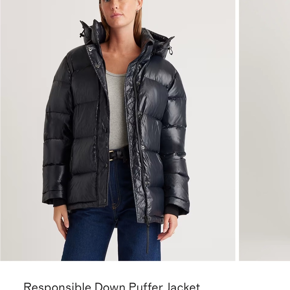 Quince Shiny Black Puffer Jacket